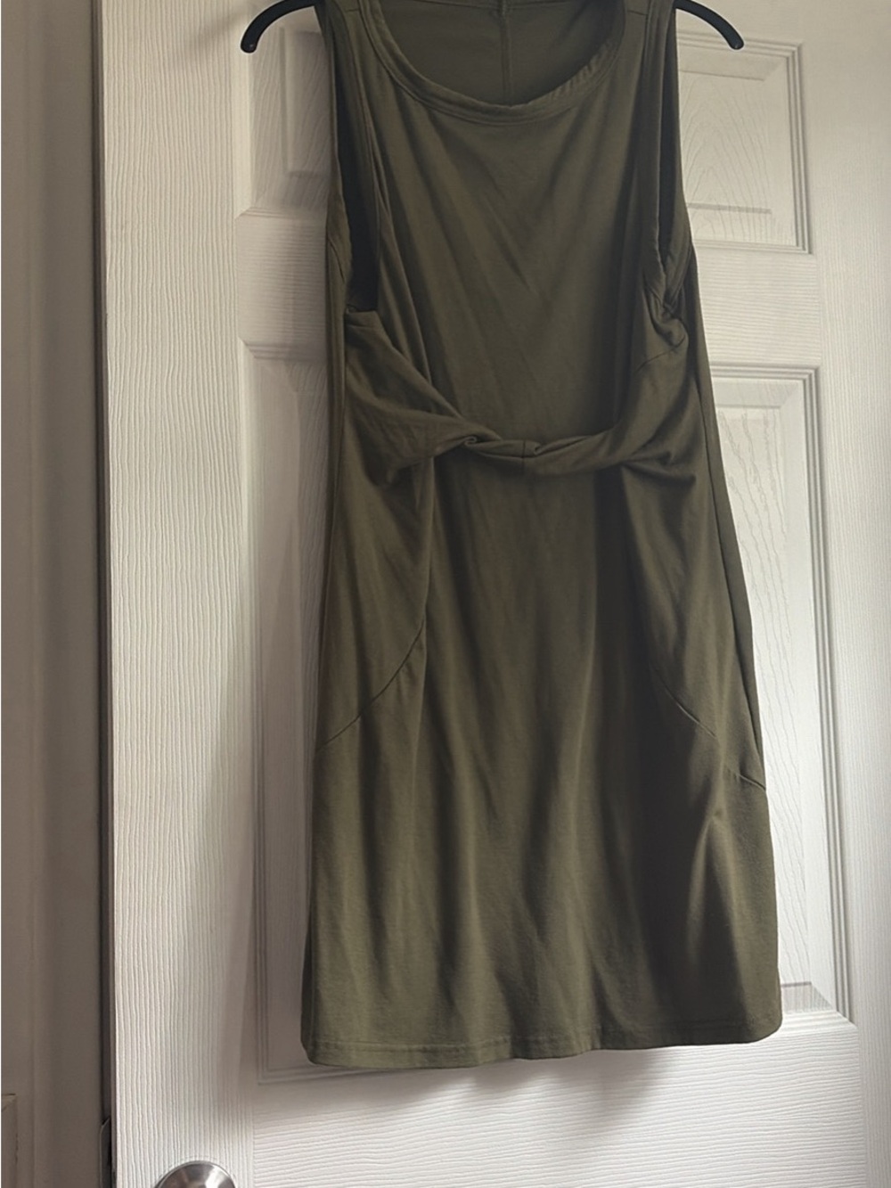 Olive Green Sleeveless Knot-Front Dress